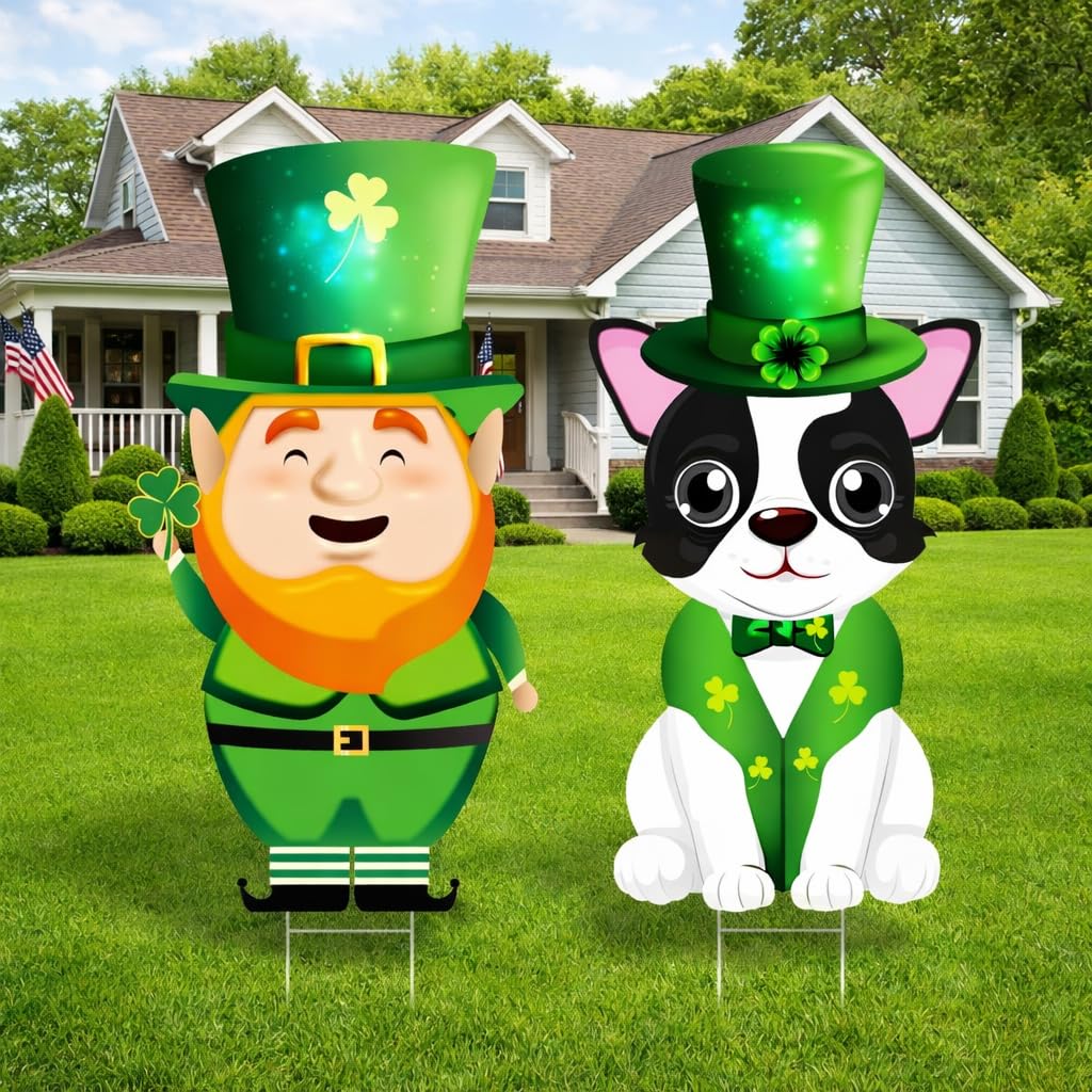 Anyblue Leprechaun hat stake brightens outdoors with festive curb appeal.