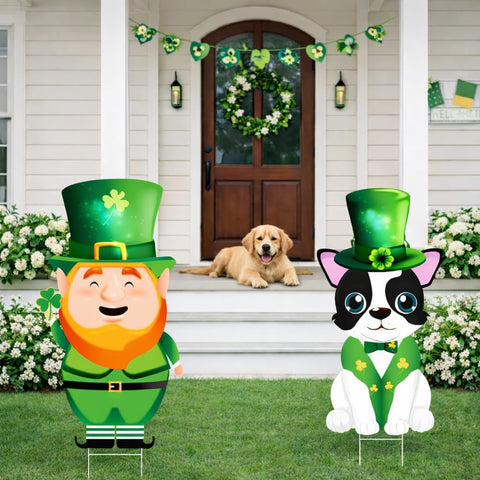 Anyblue shamrock stake enhances yard decor with a cheerful Patrick's Day touch.