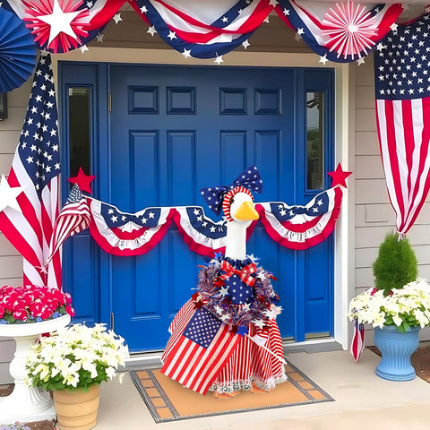 AnyDesign goose outfit display for 23inch goose creates a festive focal point on the lawn.