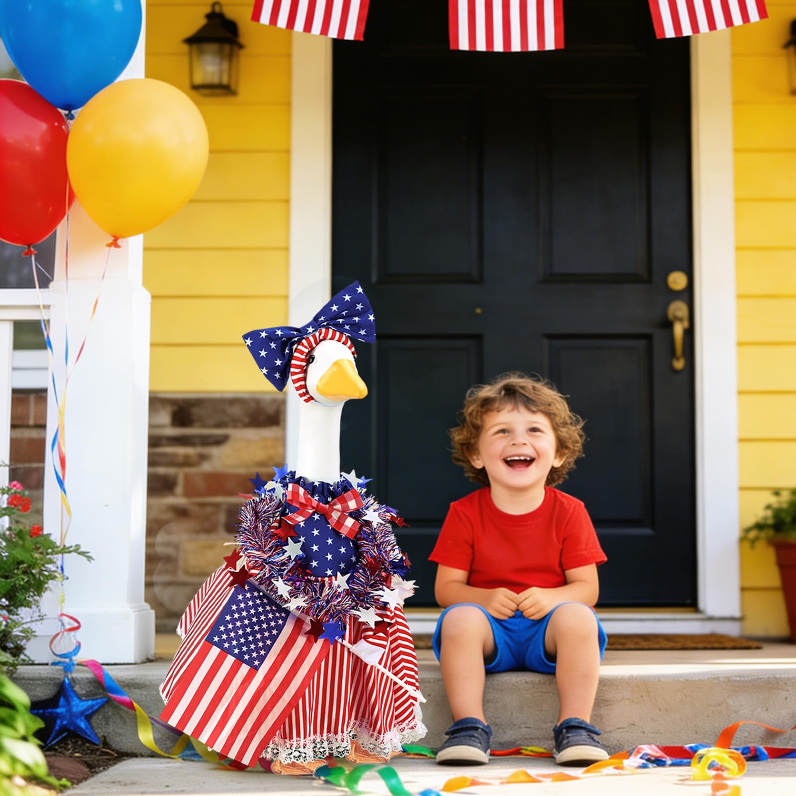 AnyDesign outdoor garden goose setup adds whimsical charm to yard decorations.