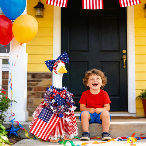 AnyDesign outdoor garden goose setup adds whimsical charm to yard decorations.