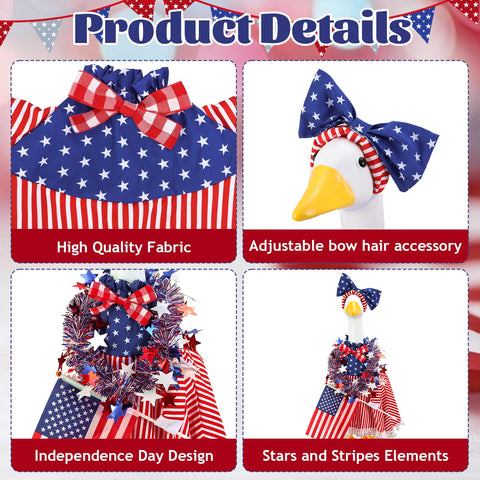 AnyDesign patriotic goose clothes showcase a classic Red-Blue motif for outdoor celebrations.