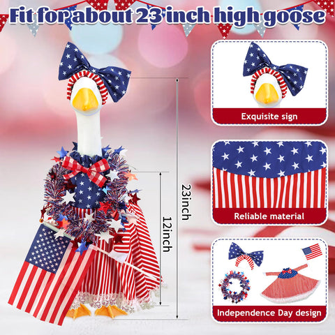 AnyDesign patriotic goose flag enhances porch display with bold red and blue accents.