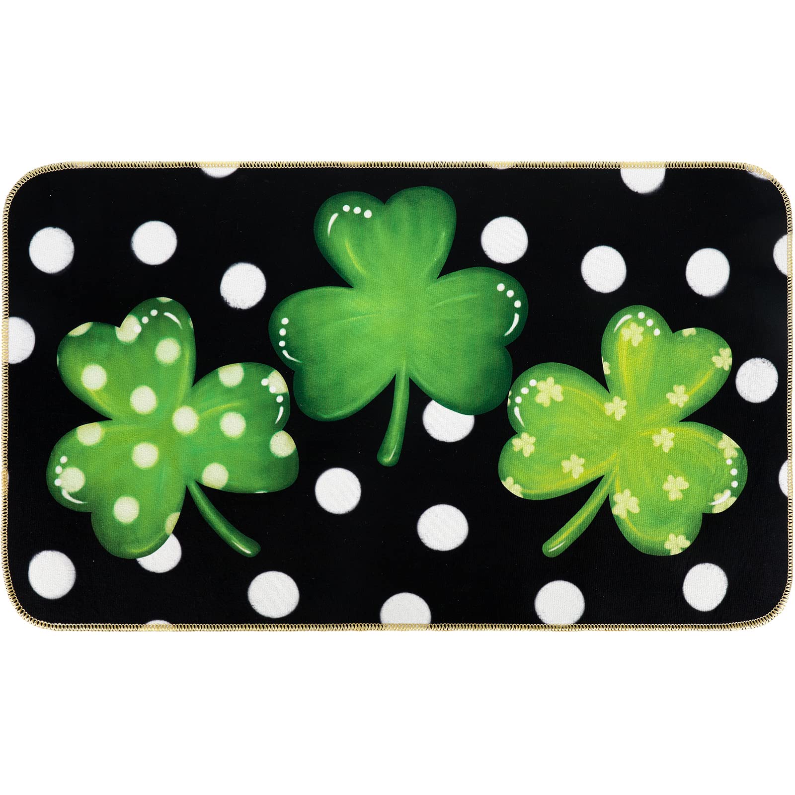 AnyDesign St. Patrick's Day doormat with green shamrocks for festive welcome and dirt control.