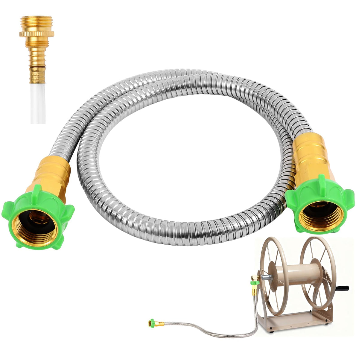 AnyEasy 2 ft stainless steel hose with female-to-female connector for reliable connections