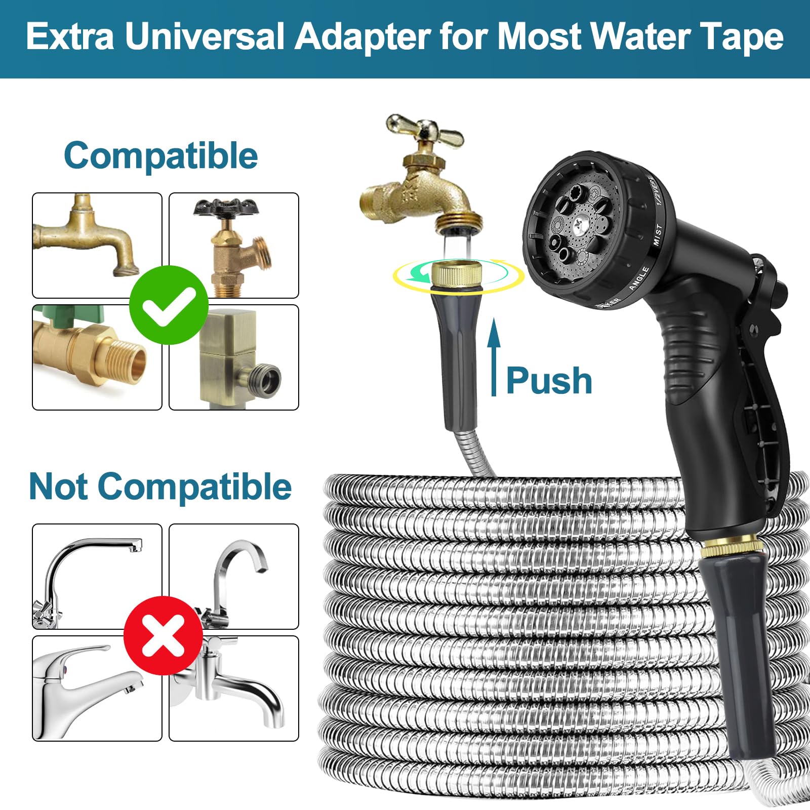 AnyEasy brass fittings with rubber gasket ensure leak-proof connections.