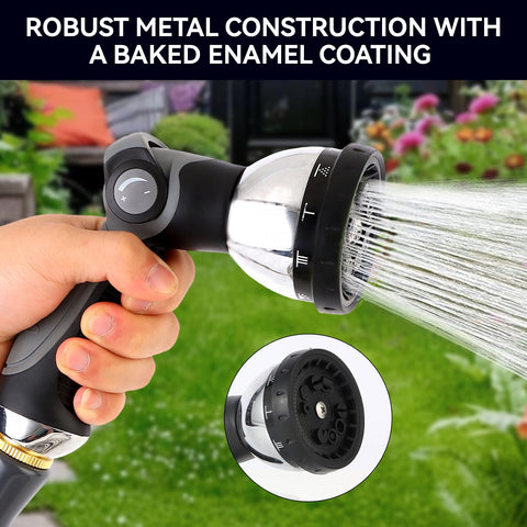 AnyEasy garden hose nozzle showcases 10 modes for versatile watering and cleaning.