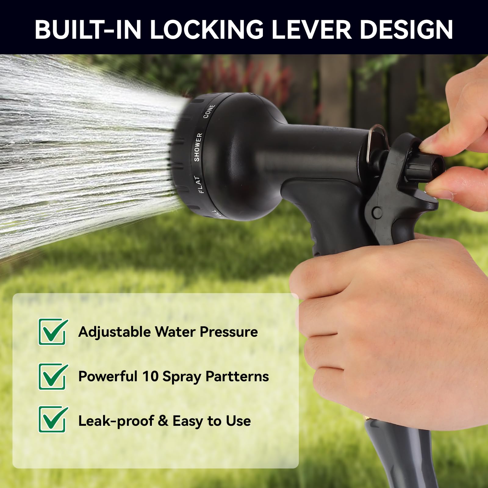 Flow regulator knob enables precise control from mist to jet
