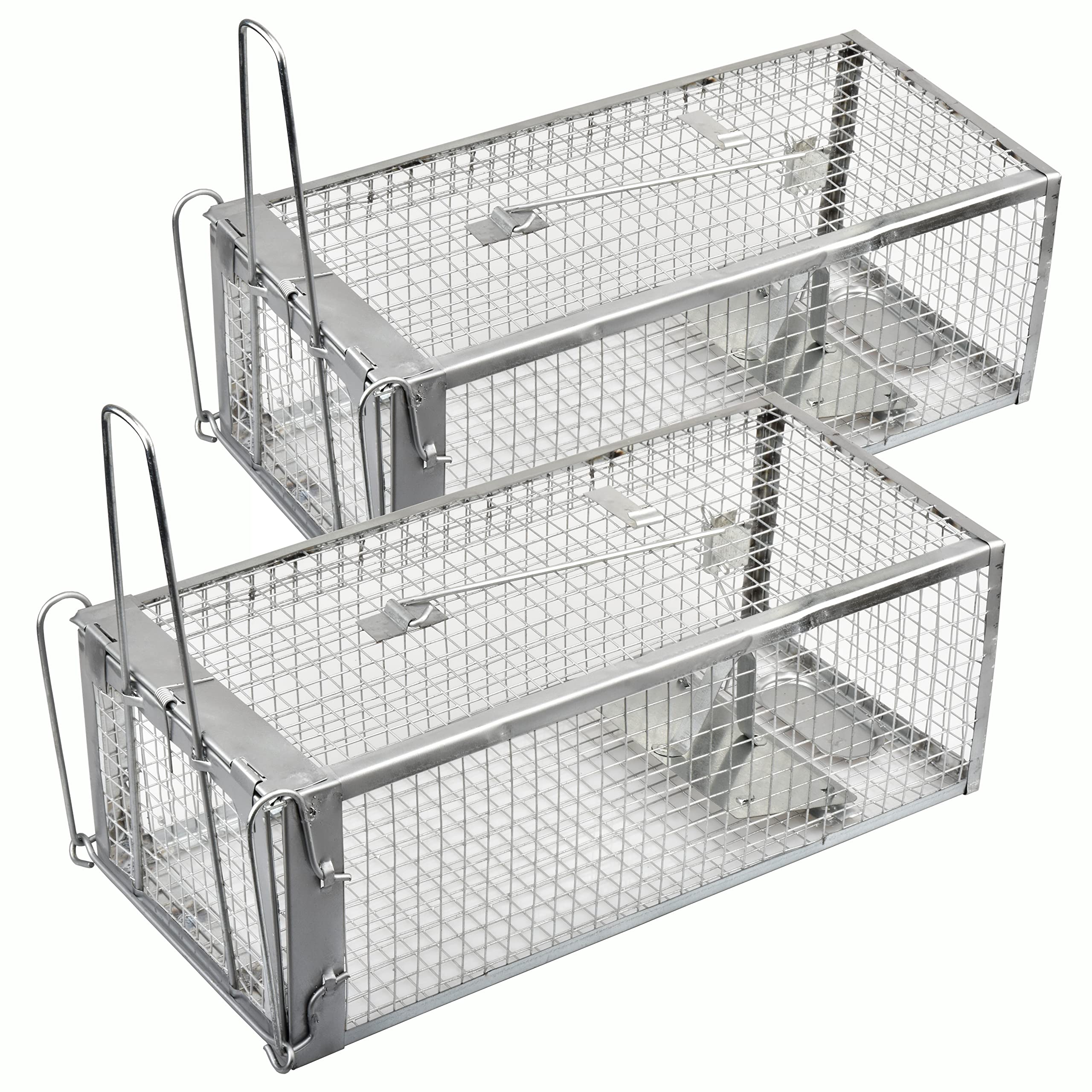 Anyhall live trap front view showing quick trigger for humane catch and release.