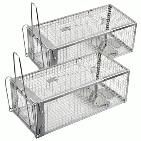 Anyhall live trap front view showing quick trigger for humane catch and release.