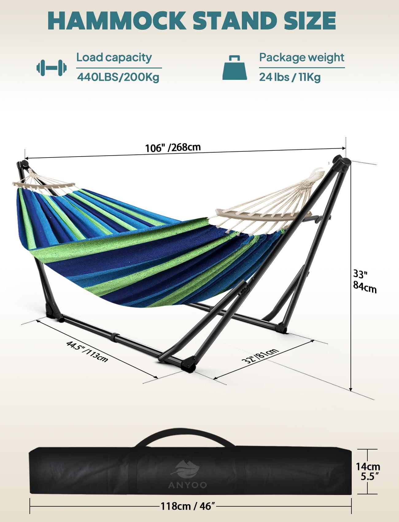 Anyoo collapsible steel stand resists rust for durable outdoor use.