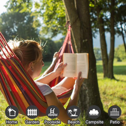 ANYOO hammock outdoors in backyard for peaceful lounging