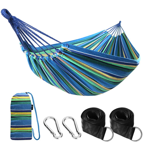 ANYOO cotton hammock comfy-surface for outdoor lounging and restful naps.