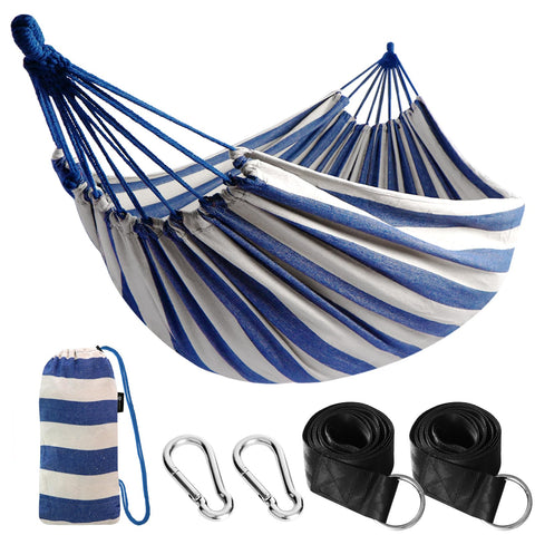 ANYOO cotton hammock with flat sleeping surface for comfortable outdoor lounging
