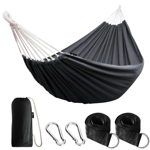 ANYOO cotton hammock folded in travel bag for easy portability