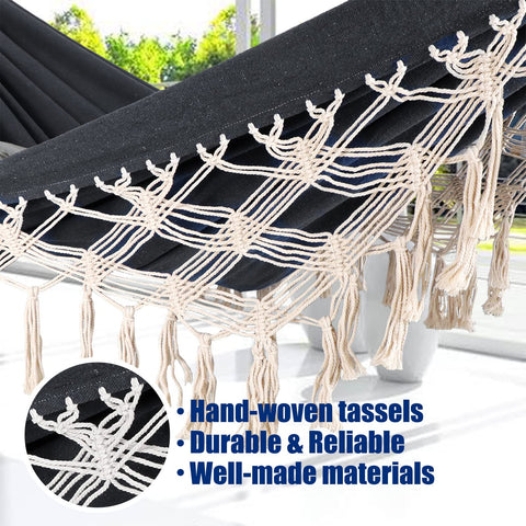 Anyoo hammock ideal for porch, patio, yard, or beach relaxation.