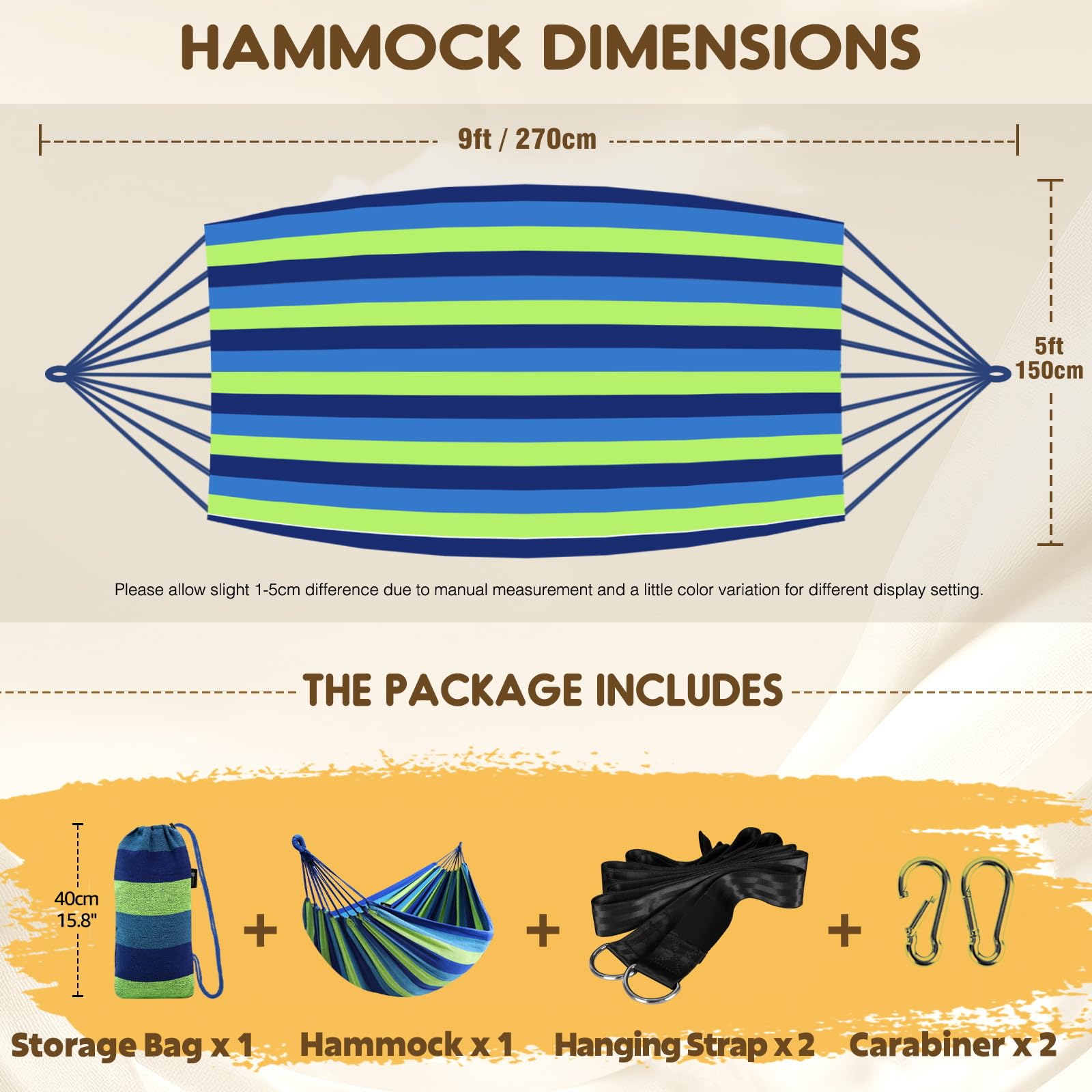 ANYOO cotton hammock travel bag keeps gear organized for adventures.