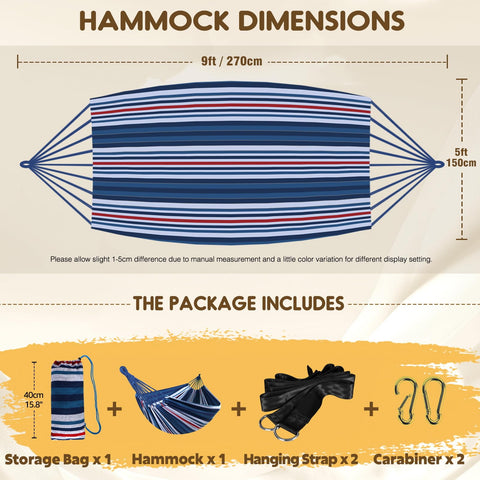 ANYOO hammock with tree straps and carabiners for easy secure suspension