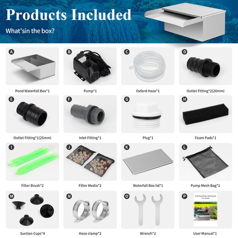 Anyprime pond waterfall box outdoor setup blends with garden landscape.