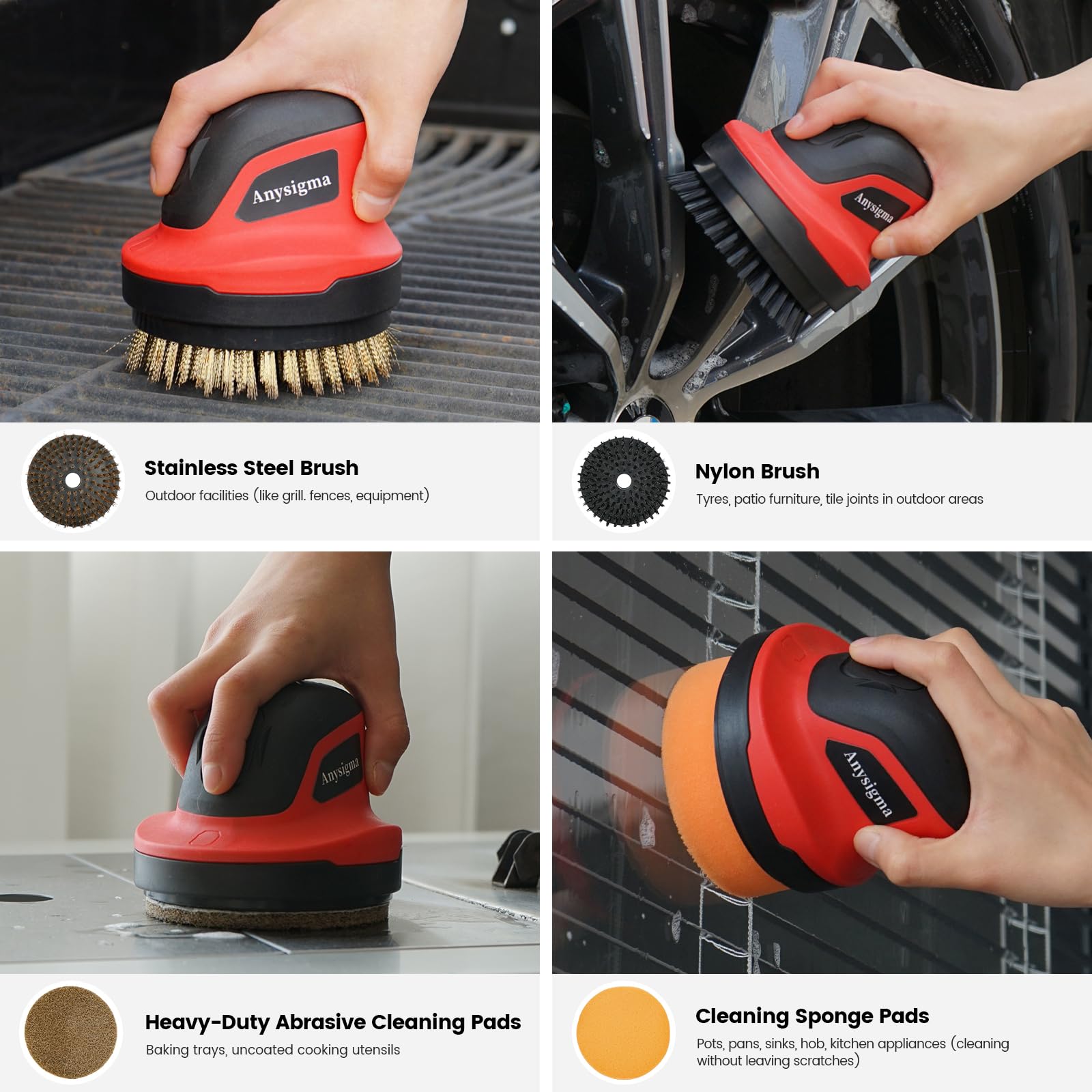 Anysigma Electric Grill Brush abrasive pad for deep scrubbing and rust removal.