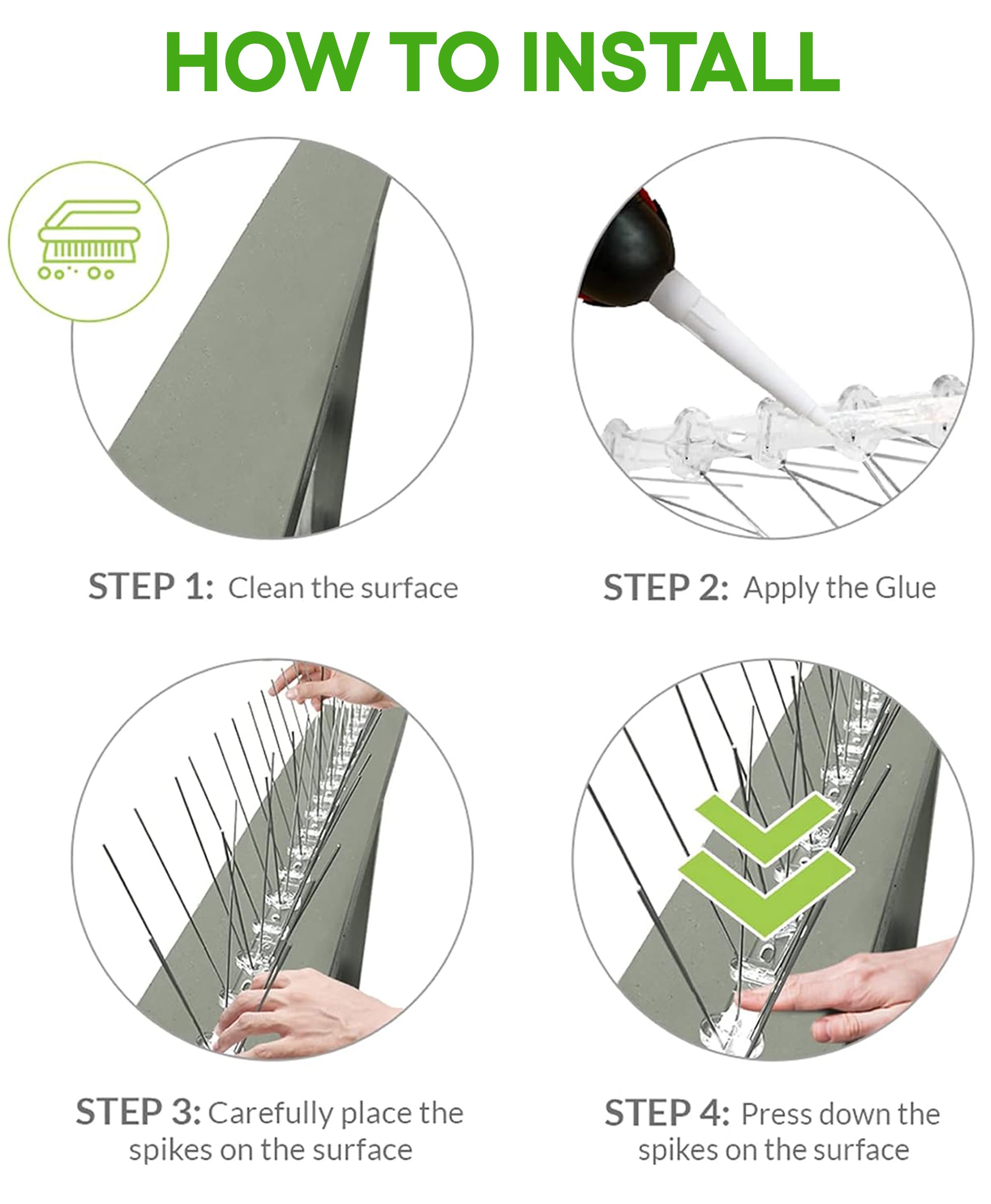 Anytime Garden spikes on a fence deterring birds humanely