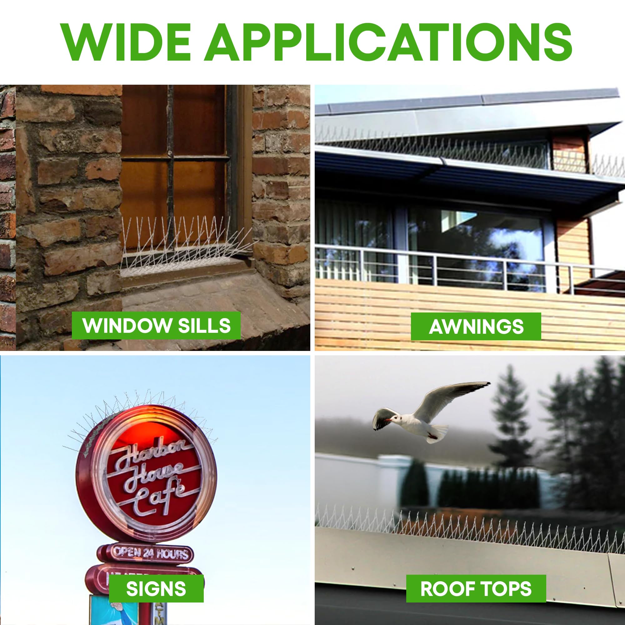 Anytime Garden spikes installed on a rooftop ledge for deterrence