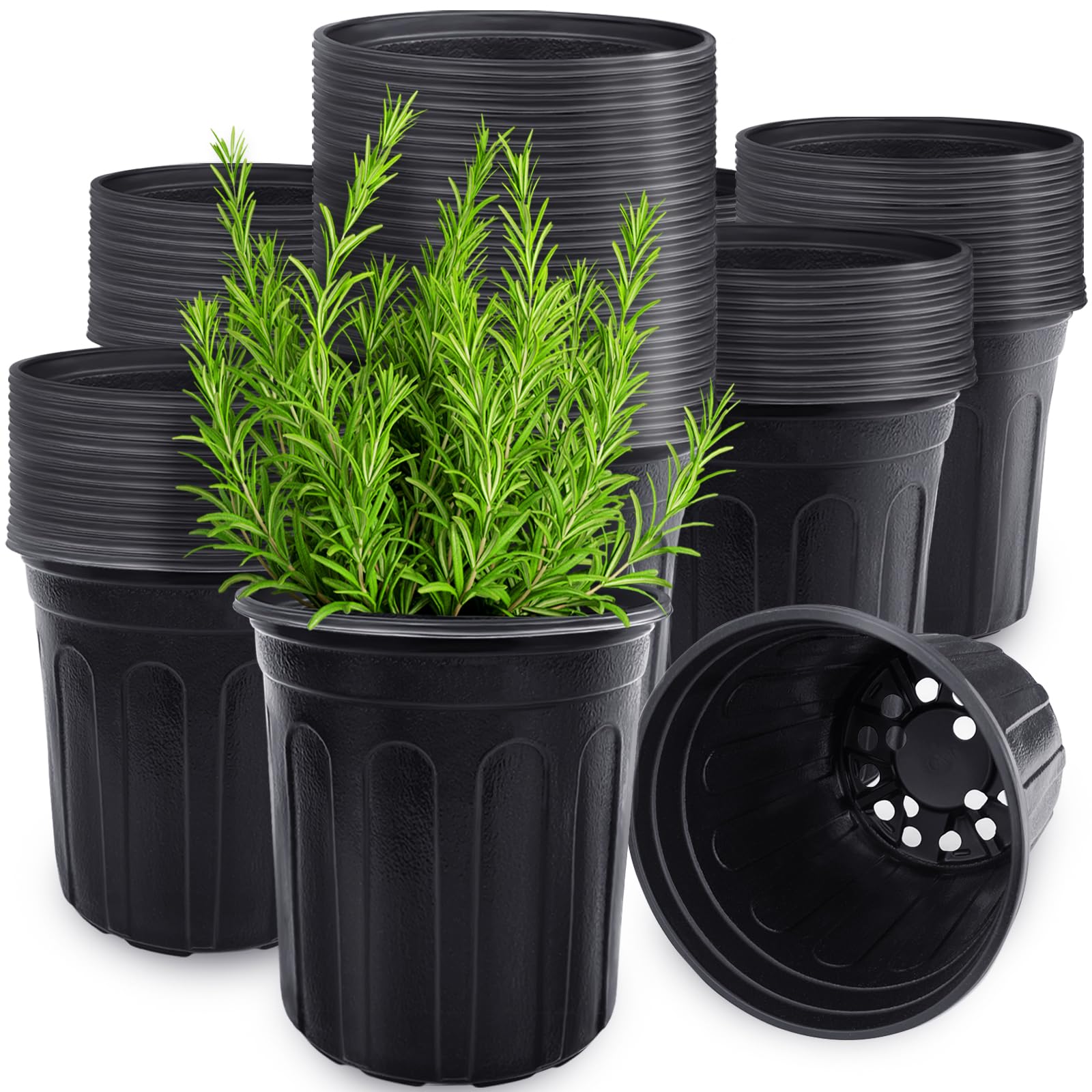 Anyumocz 1-gallon soft plastic nursery pot, top view for seedlings.