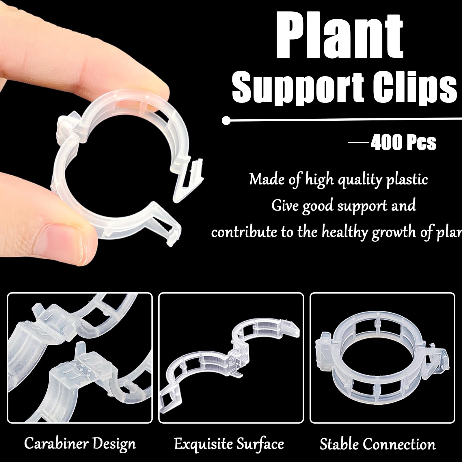 Anyumocz buckle-design plant clips securely clamp branches to supports.