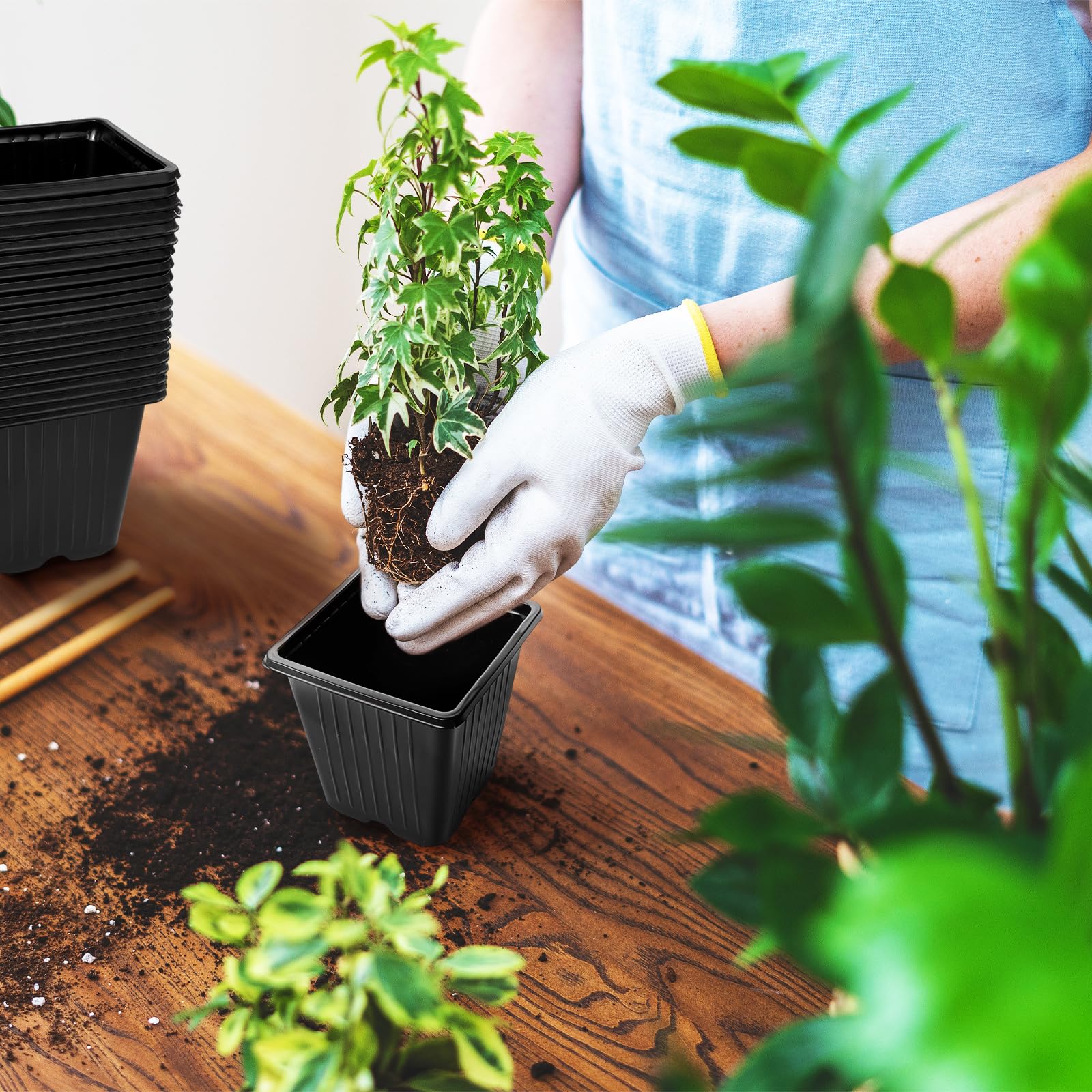 Anyumocz 100-pack plant pots keeps gardening projects organized and ready.