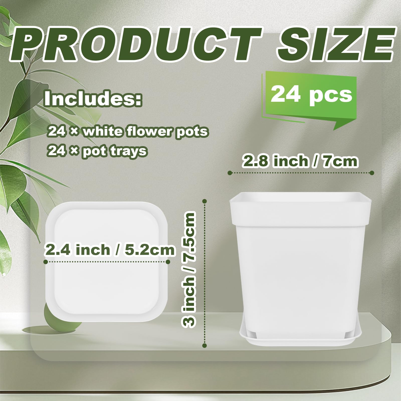 Anyumocz square pot with saucer, side angle, helps prevent water spills