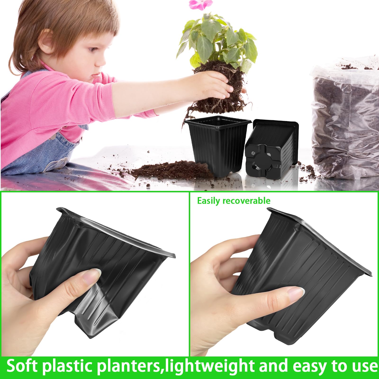 Anyumocz transplant pot with label area keeps plant names visible for quick sorting.