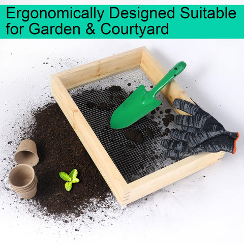 ANZHIRUOSU soil sifter includes gloves for quick garden prep