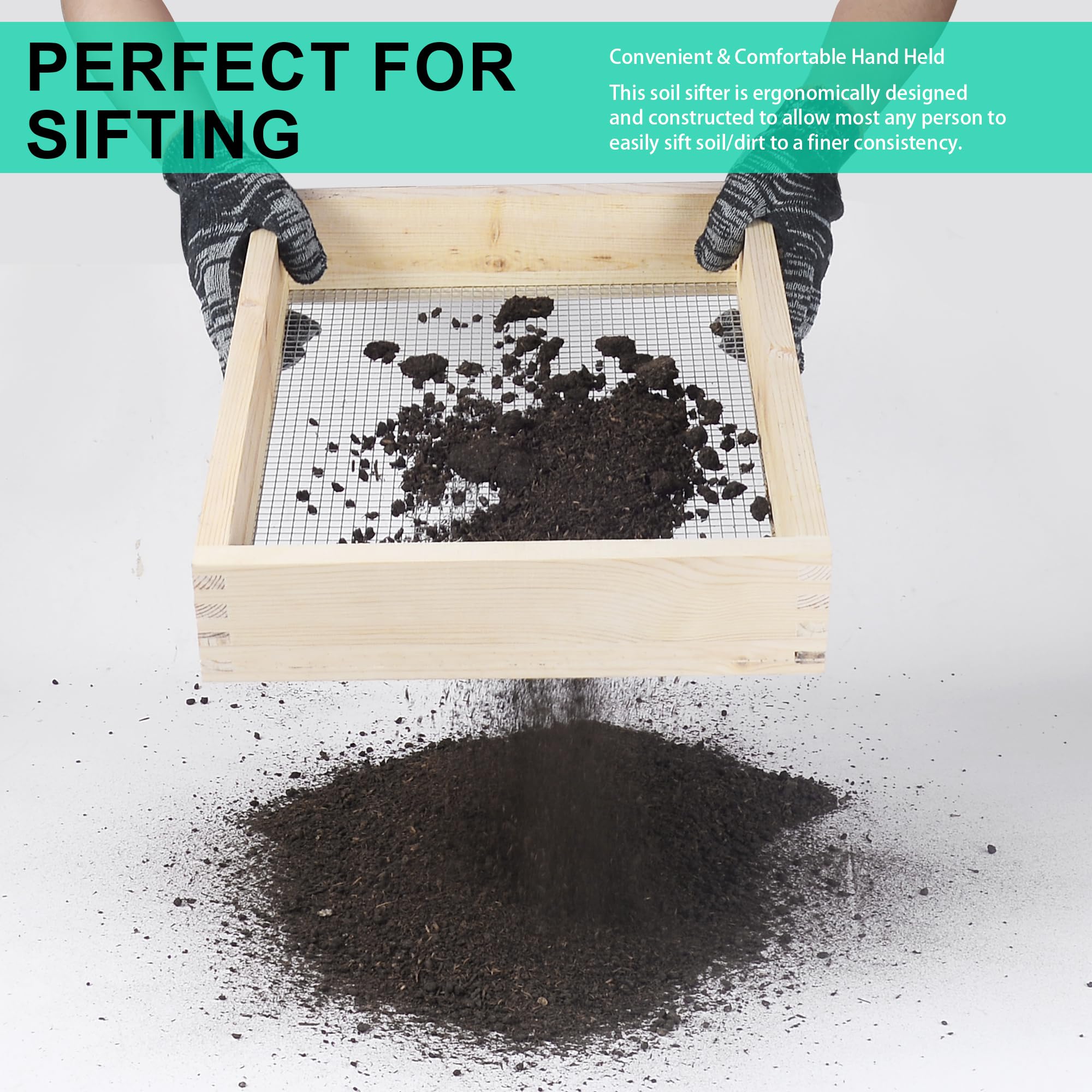 ANZHIRUOSU soil sifter with wooden handle and mortise-tenon joinery