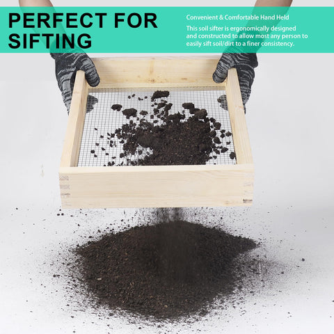 ANZHIRUOSU soil sifter with wooden handle and mortise-tenon joinery