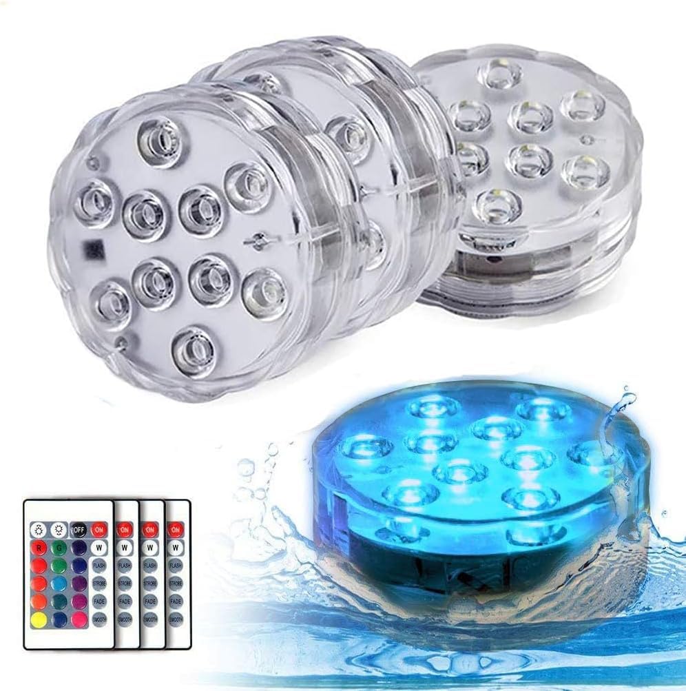 Anziner submersible LED light enhances pool ambience with vibrant RGB colors.