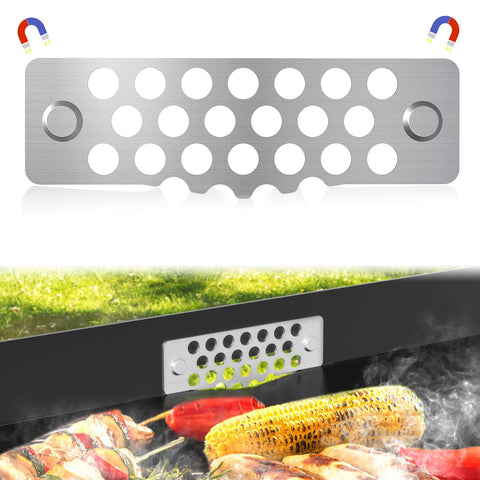 Aoanoko griddle grease gate blocker, front view, blocks debris from rear trap.