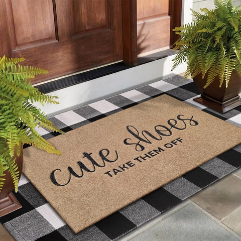 AOAOPQ embroidery design mat adds refined playful flair to entryway.