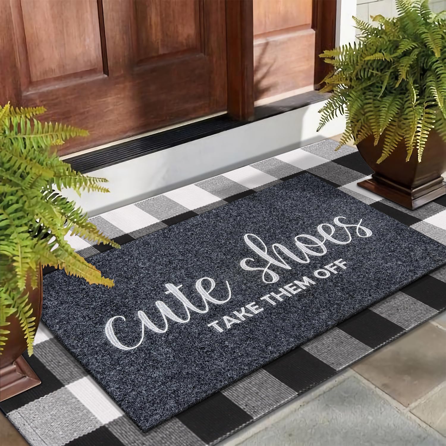 AOAOPQ welcome mat with embroidery adds warm curb appeal at the entry.