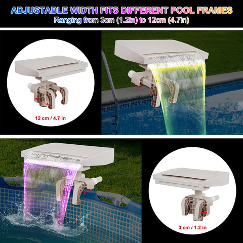 Aobiono pool fountain hose connection detail shows adapter compatibility.