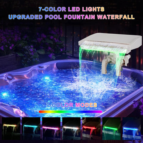Aobiono pool fountain waterflow visual shows calming cascade for a refreshing pool ambiance.