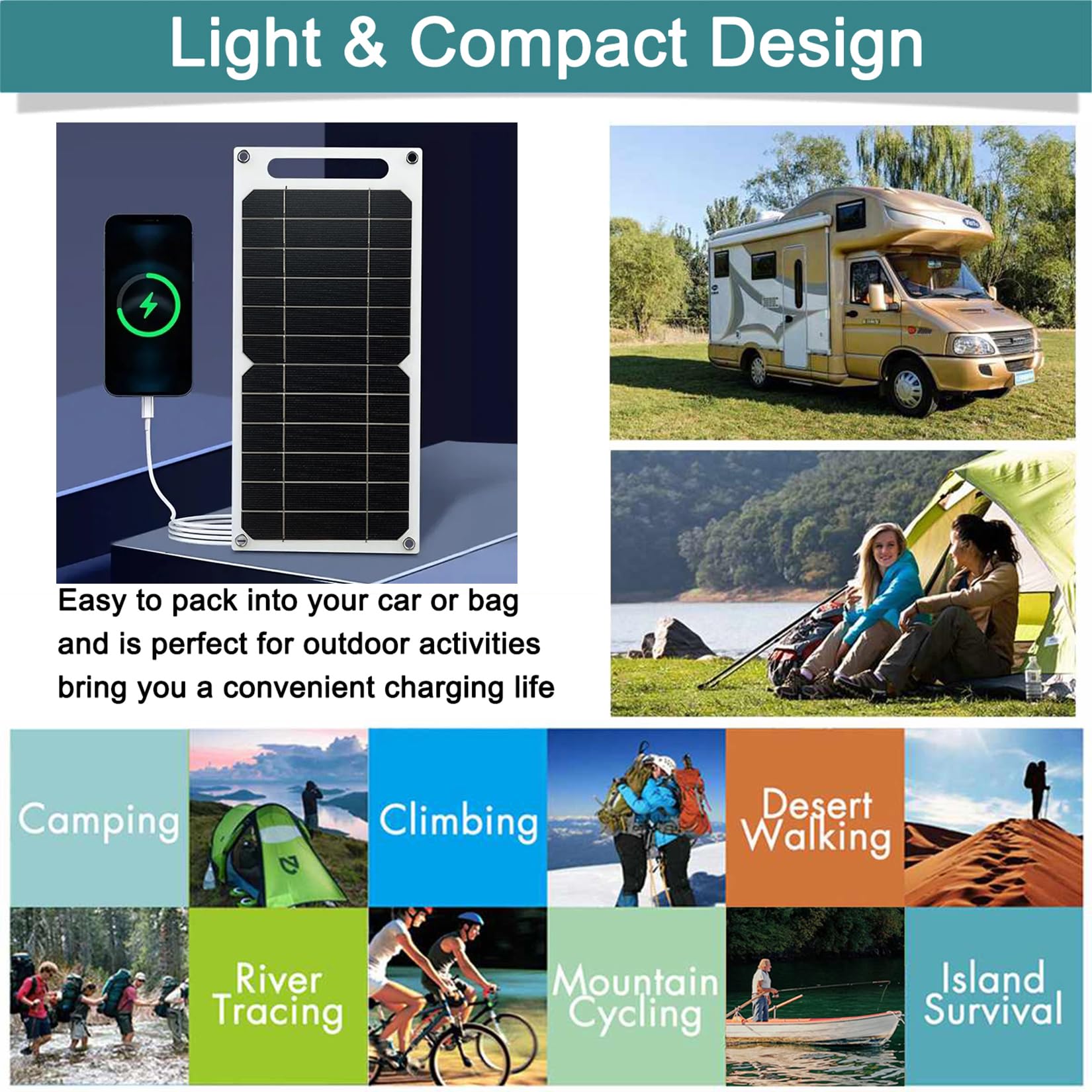 Aocoray Mini 5V 6W USB charging setup powers devices on the go.