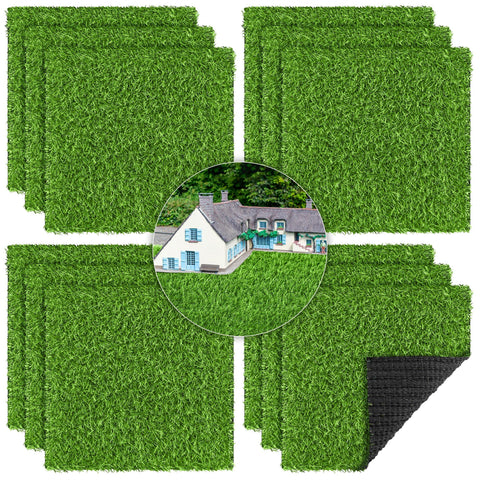 Aodaer artificial grass mat 12x12 inch for indoor/outdoor decor and low-maintenance greenery.