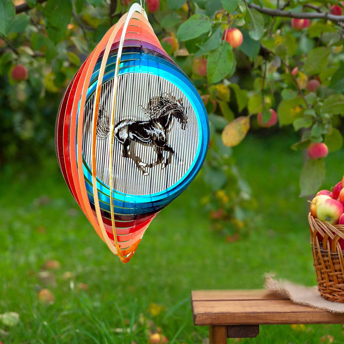 Aoedelyart 3D horse wind spinner shows vivid motion in the wind.