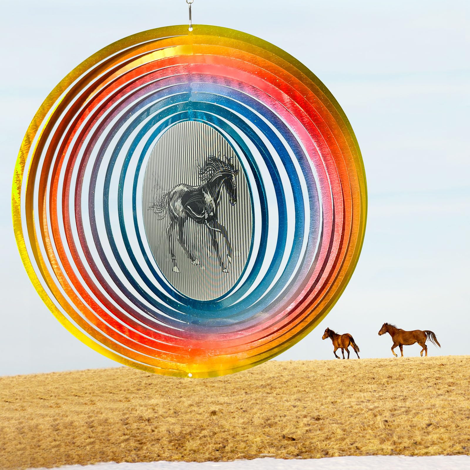 Aoedelyart garden decor horse spinner adds motion and color to your yard.