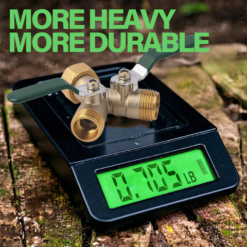 AOGCXDR brass garden hose splitter side view highlighting robust connection and rust-resistant hardware.