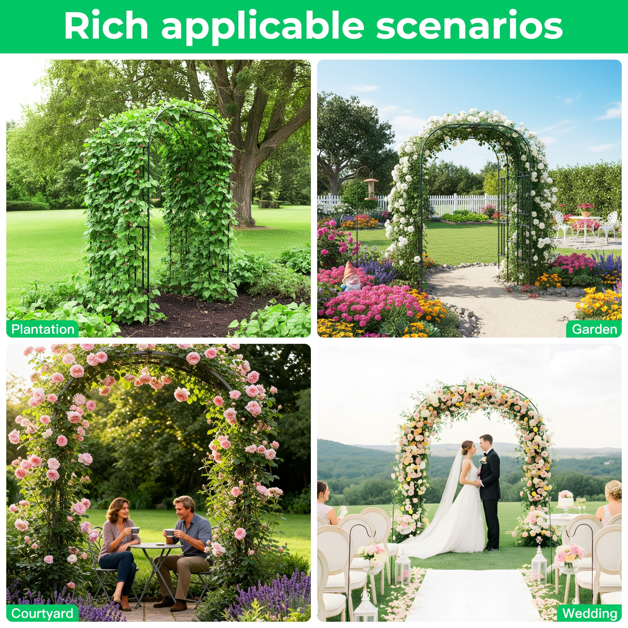 Aohanoi garden arch is easy to assemble and relocate for events.
