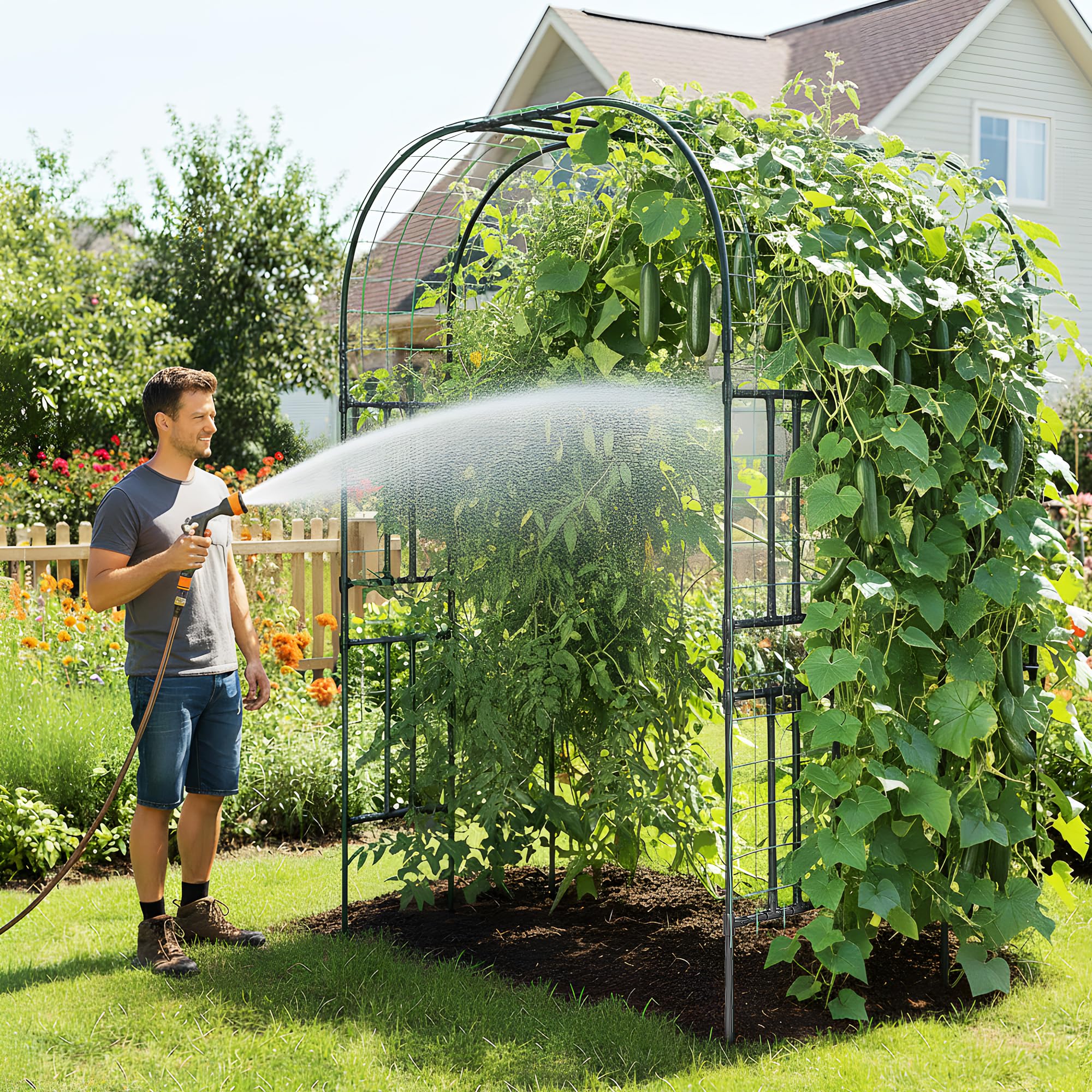 Aohanoi garden arch steel frame provides sturdy support for vines.