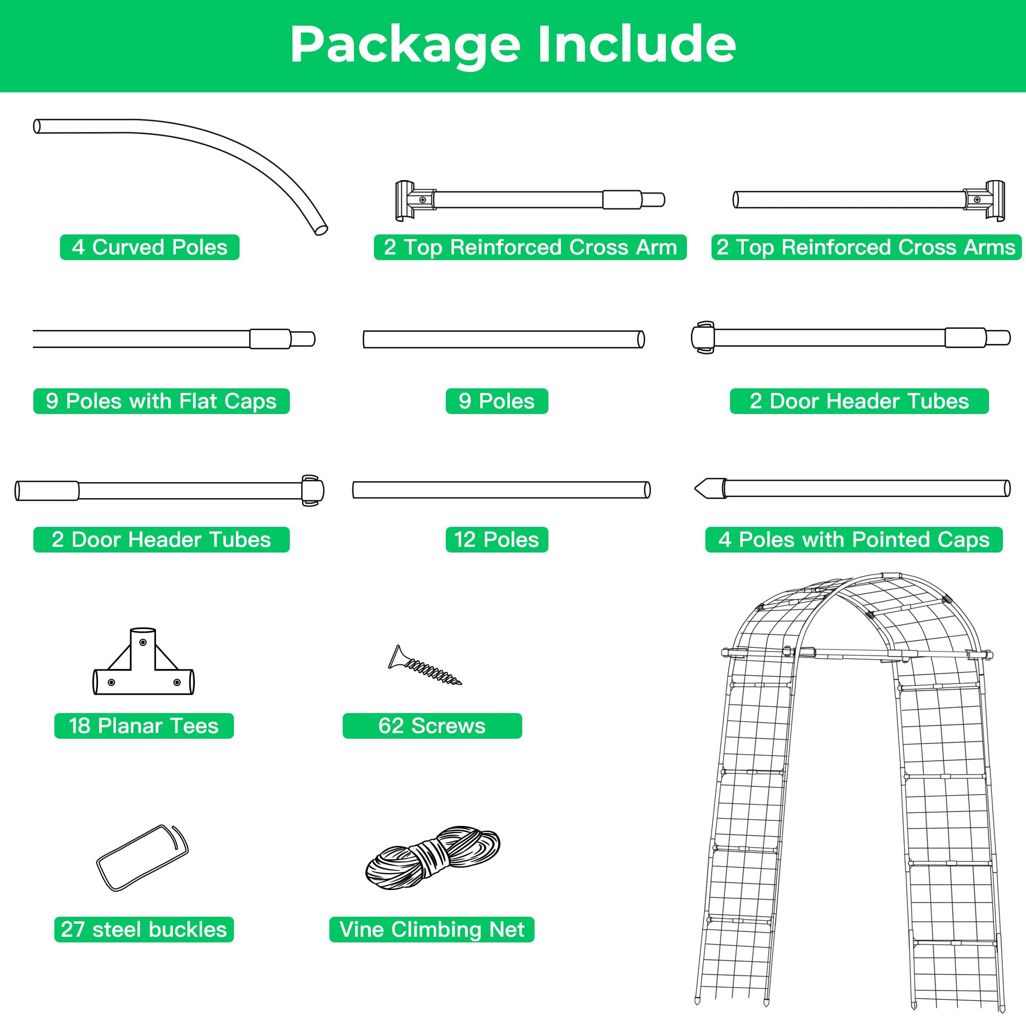 Aohanoi Garden Arch Trellis outdoors for durable weather-ready performance.