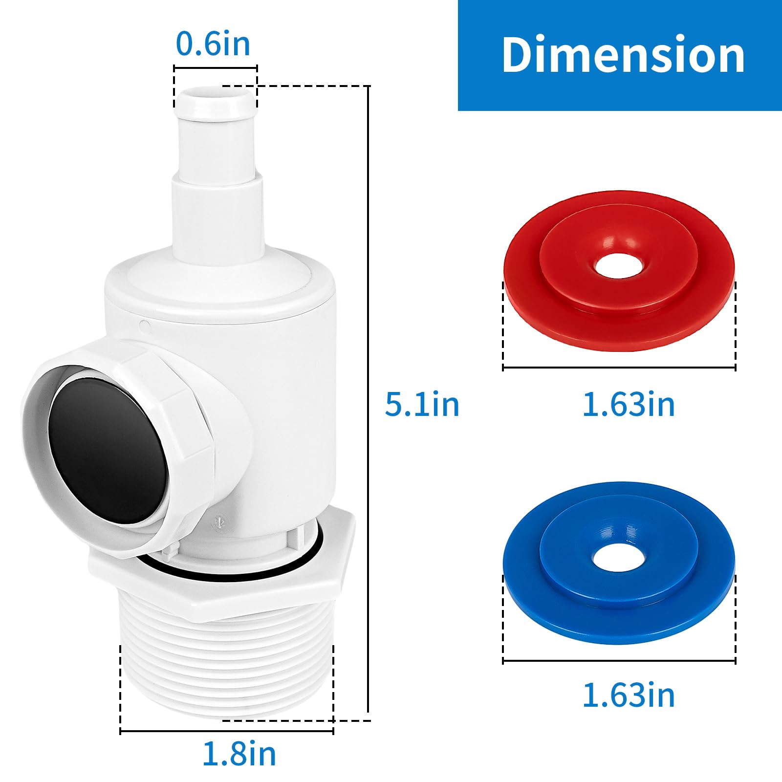 AOIT wall fitting connector red component providing higher pressure flow