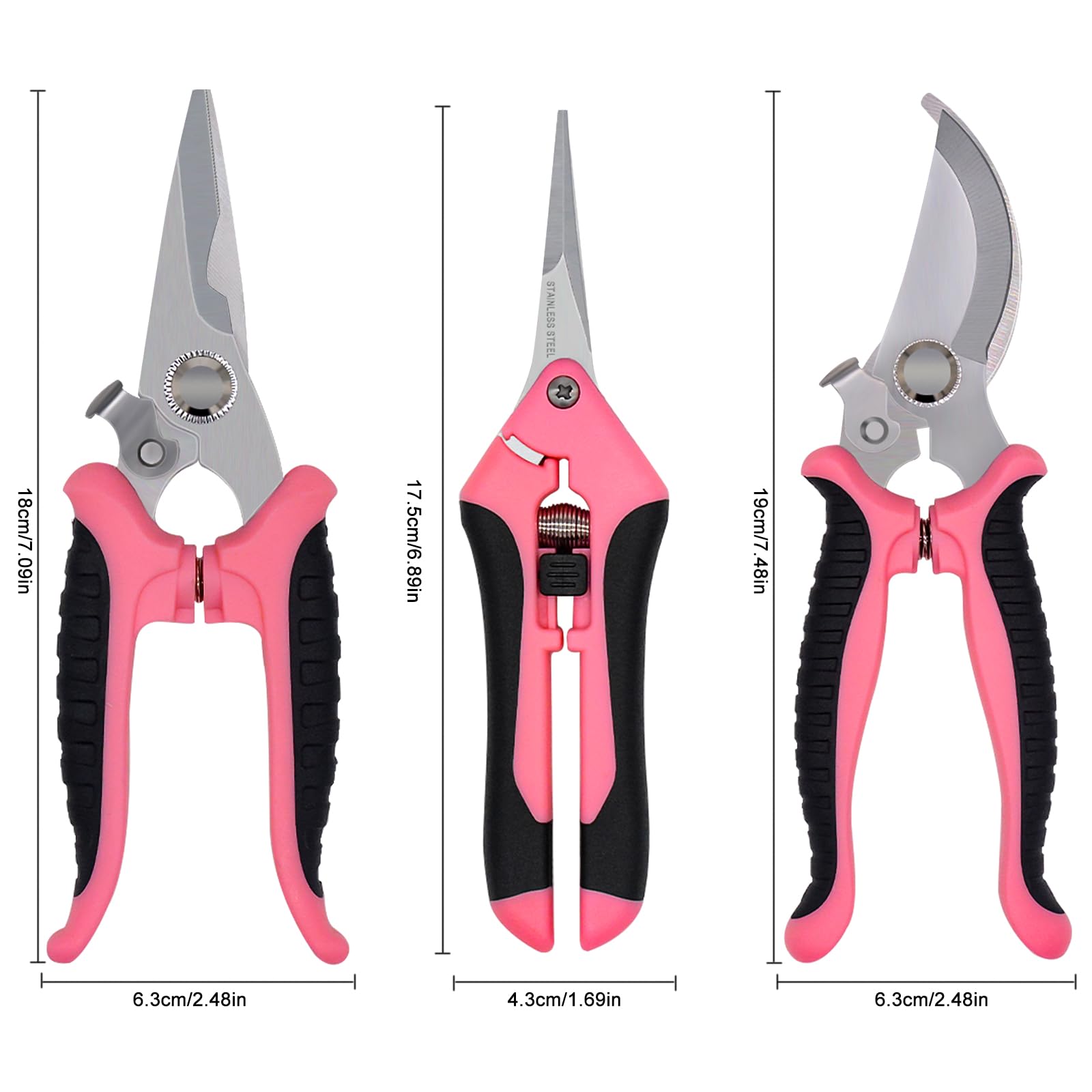 Aokbean pruning set straight snips in action for precise stem trimming.